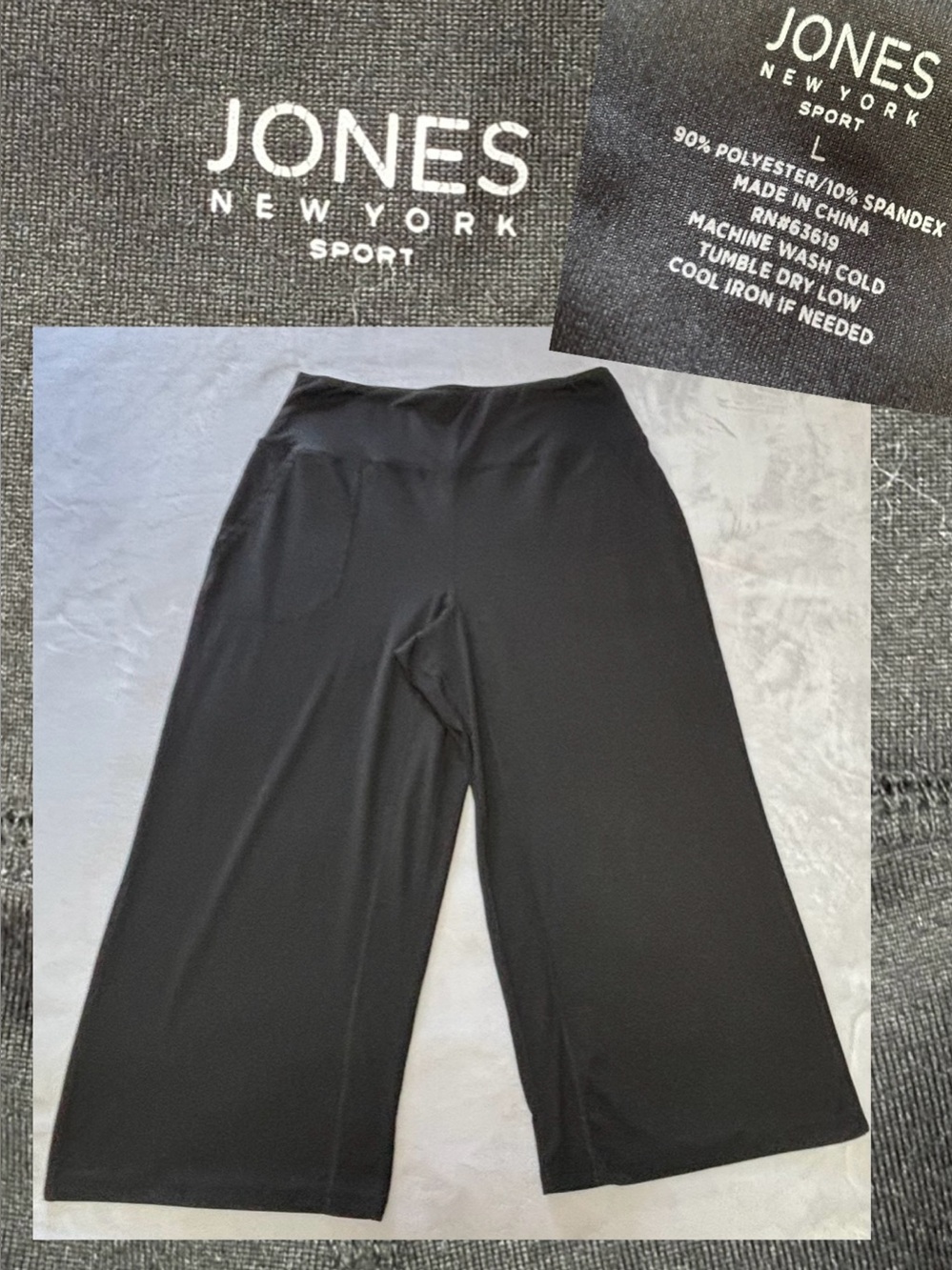 Jones New York Sport Wide Leg Crop Culotte Pants Black Women's Large